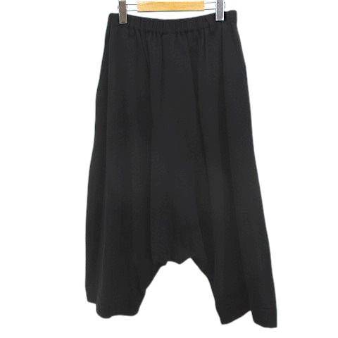 【中古】メフウ 芽風 MEFU サルエルパンツ 38 黒系 ブラック 無地 ウエストゴム 裏地 毛 ウール 綿 コットン 日本製 レディース 【ベクトル 古着】 260410