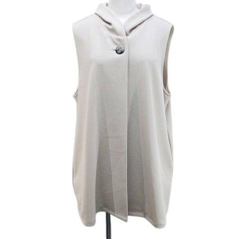 【中古】未使用品 ラ・イマージュ la IMAGE カットソー ベスト ジレ LL サンドベージュ 無地 ボタン タグ付 レディース 【ベクトル 古着】 260412
