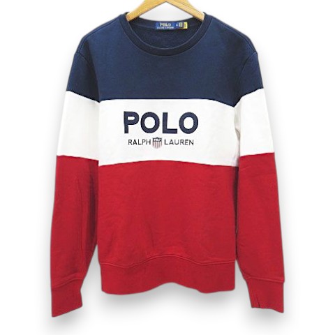 【中古】ポロ バイ ラルフローレン Polo by Ralph Lauren 長袖 調教師 汗水 M トリコロール 真っただ中ロゴタイプ 文字記号 刷り上げる メンズ 【ベクター 古着】 260506