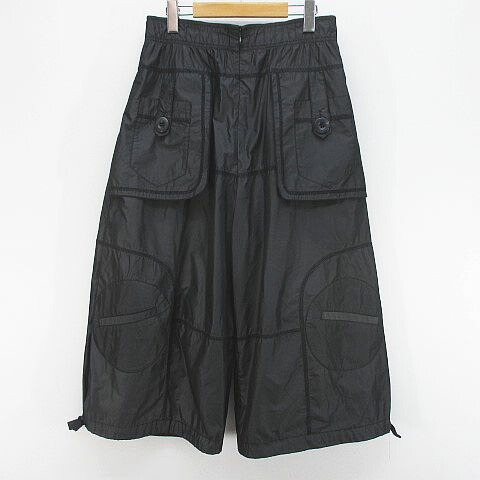 【中古】エイココンドウ EIKO KONDO 七分丈 ワイドパンツ F 灰系 チャコールグレー 光沢 ジップフライ ウエストゴム ステッチ リボン 裏地 レディース 【ベクトル 古着】 260512|ブランド古着ベクトルプレミアム店