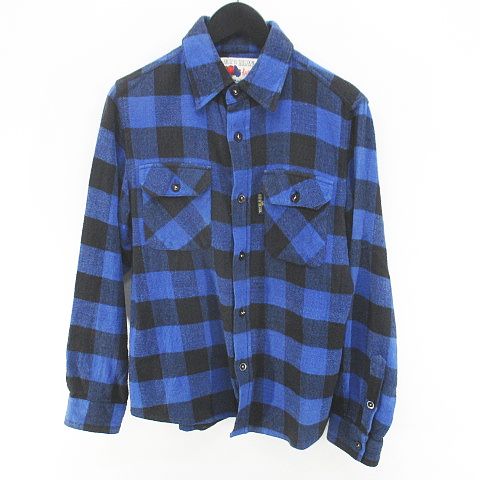 【中古】フルーツオブザルーム FRUIT OF THE LOOM BLUE BLUE 共同研究 読み合わせる柄 長袖 フランネルプルオーバー 1 青系 青色 胸衣嚢 メンズ 【ベクター 古着】 260609