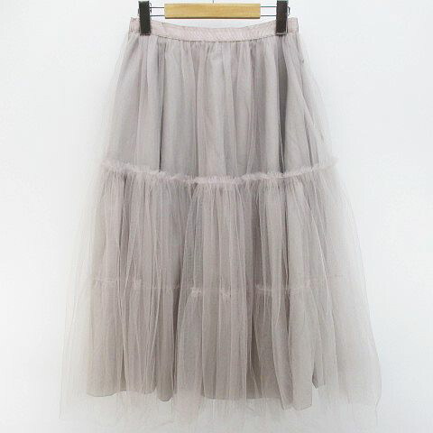 【中古】フォクシー FOXEY 42134-AS0A501 ロング丈 チュール 太陽面爆発スコート 38 アンティークベージュ 無地 ティアード ギャザー 裏地 日本製 レディース 【ベクター 古着】 260602