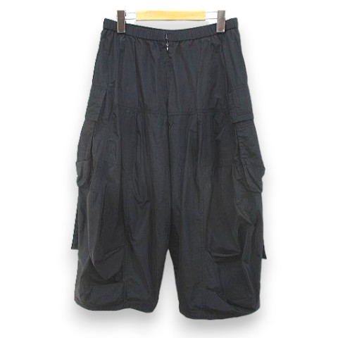 【中古】エイココンドウ EIKO KONDO 中綿 クロップド カーゴパンツ Ｆ 黒系 黒いこと 無地 ジップフライ 酉の方角天然ゴム 裏地 タック 日本製 レディース 【ベクター 古着】 260605