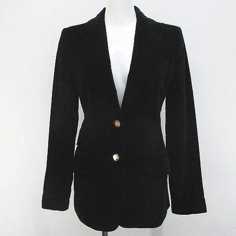 【中古】ドルチェ&ガッバーナ ドルガバ DOLCE&GABBANA ベロア ジャケット 38 黒系 ブラック テーラード ヒョウ柄 裏地 ボタン イタリア製 レディース 【ベクトル 古着】 260619｜ブランド古着ベクトルプレミアム店