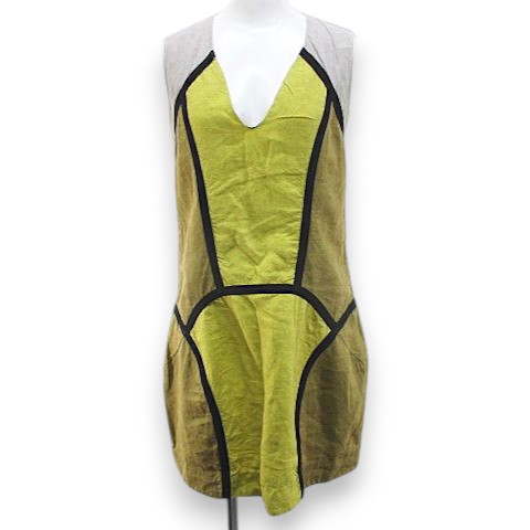 【中古】マルニ MARNI ノースリーブ ワンピース 膝丈 36 黄系 イエロー Vネック 切替 イタリア製 麻 リネン レディース 【ベクトル 古着】 260626｜ブランド古着ベクトルプレミアム店 8,008円