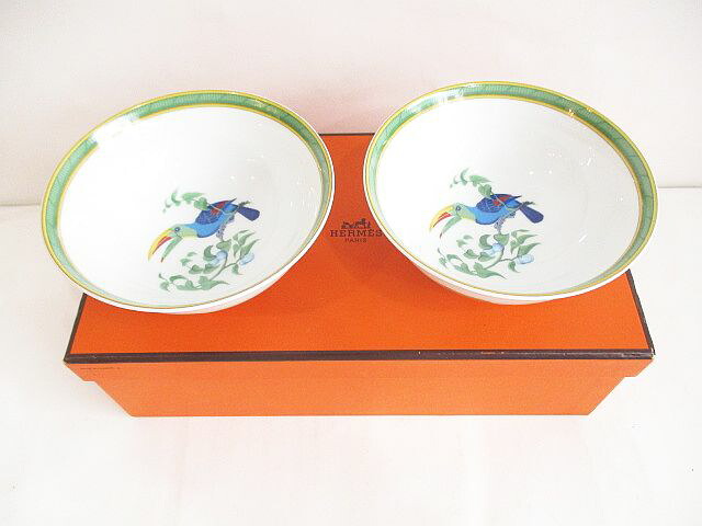 【中古】エルメス HERMES トゥカン オオハシ鳥の絵柄 ボウル 2個セット その他 【ベクトル 古着】 260708|ブランド古着ベクトルプレミアム店