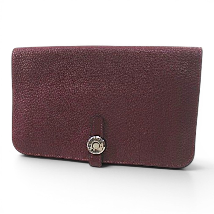 【中古】エルメス HERMES ドゴンGM 長財布 シルバー金具 ボルドー レザー フランス製 メンズ レディース 【ベクトル 古着】 260709｜ブランド古着ベクトルプレミアム店