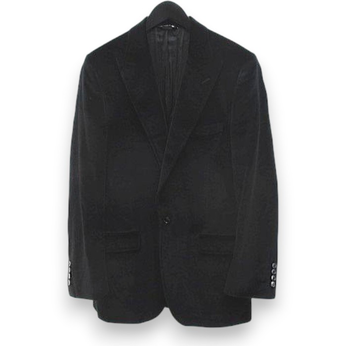 【中古】ドルチェ&ガッバーナ ドルガバ DOLCE&GABBANA マルティーニ MARTINI ベロア ジャケット 48 黒系 ブラック 無地 テーラード ボタン 裏地 イタリア製 メンズ 【ベクトル 古着】 260718｜ブランド古着ベクトルプレミアム店