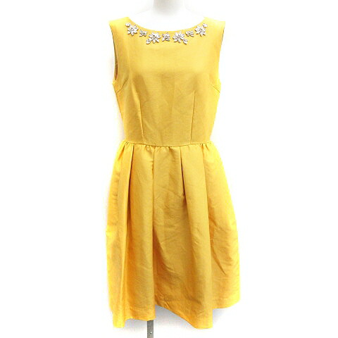 レディースファッション ワンピース 品質一番の 中古 未使用品 チェスティ Chesty 17aw ワンピース ひざ丈 ノースリーブ ビジュー装飾 1 S 黄 イエロー Yt レディース ベクトル 古着 Beachsidecliniccr Com