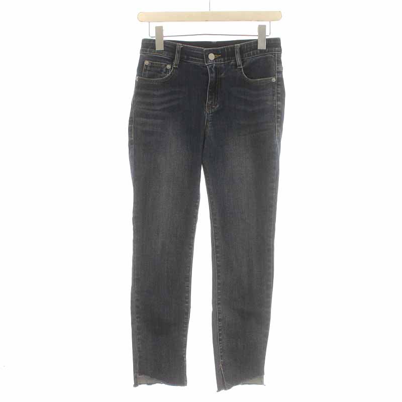【中古】ブティークオーディナリー BOUTIQUE ORDINARY シャルロット デニムパンツ ジーンズ スキニー スリム カットオフ 0 XS 紺 ネイビー /YI9 レディース 【ベクトル 古着】 240215