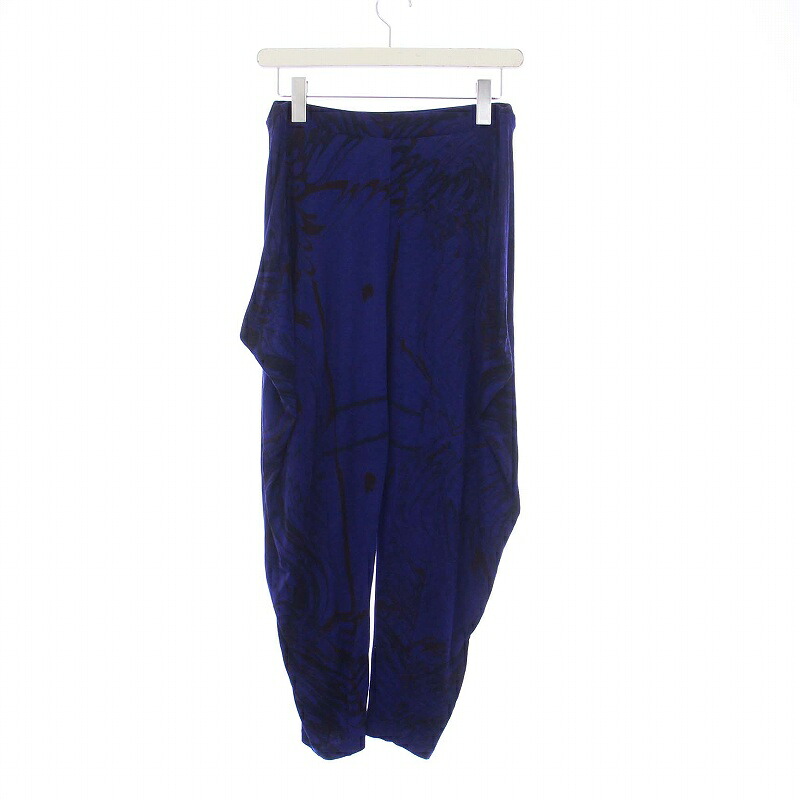 【中古】イッセイミヤケ ISSEY MIYAKE うつり変わり イージーテーパードパンツ 総柄 2 M 紺 米国海軍 IM33JF510 /KH レディース 【ベクター 古着】 241111