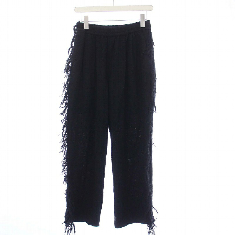 【中古】ゼロエイトサーカス 08SIRCUS 24SS Summer tweed fringe easy pants サマーツイード フリンジ イージーパンツ 1 S 黒 ブラック S24SS-PT05 /KH レディース 【ベクトル 古着】 250112