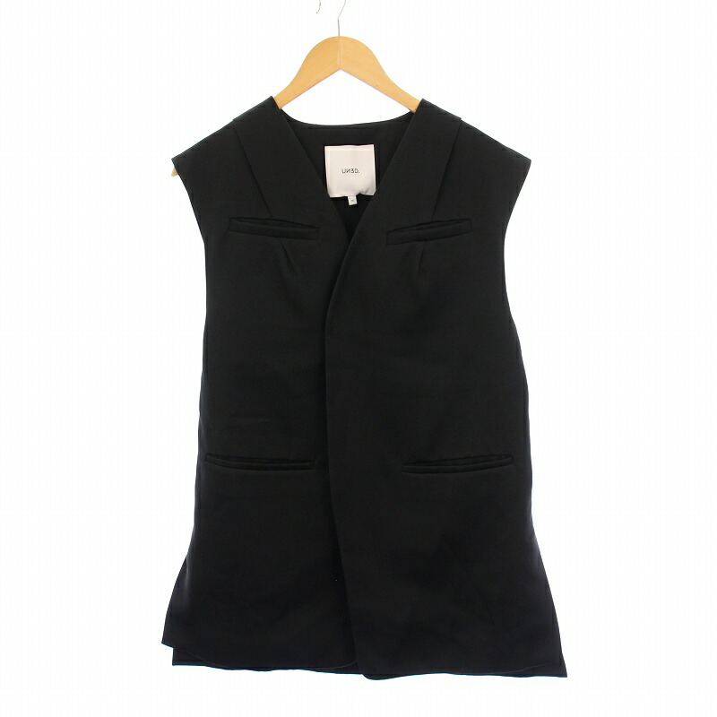 【中古】アンスリード UN3D. 23SS SATIN VEST サテンベスト Vネック 前開き 36 黒 ブラック 522310103401 /BB レディース 【ベクトル 古着】 250524