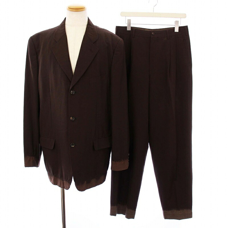 【中古】コムデギャルソンオムプリュス COMME des GARCONS HOMME PLUS AD1993 93AW 脱色期 スーツ テーラードジャケット スラックス パンツ 裾ブリーチ L M ブラウン XL-02012L PP-04014M /KH メンズ 【ベクトル 古着】 250715