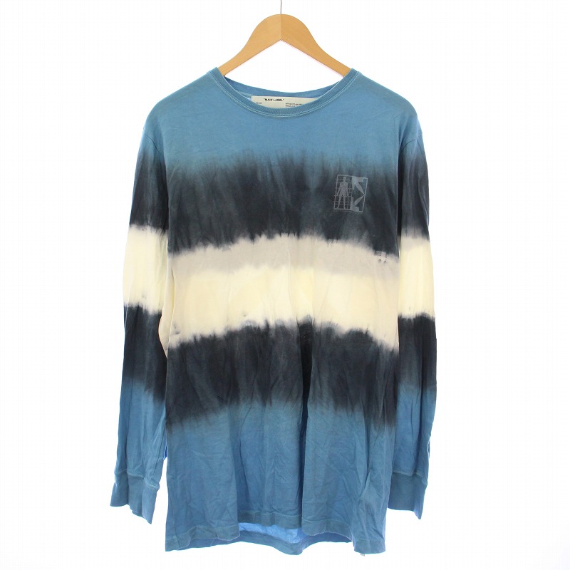 【中古】象牙色 OFF WHITE バックアロータイダイ ティーシャツ ロンT 長袖 労働者の一団のど首 伸ばすこと L 青 青色 白 白いこと /BB メンズ 【ベクター 古着】 250727 Tシャツ・カットソー-トップス