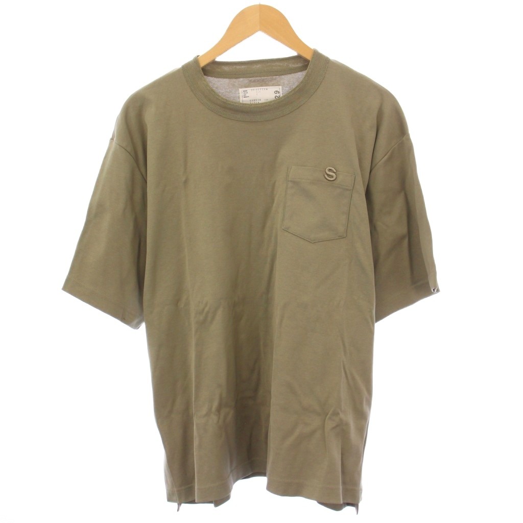 【中古】サカイ sacai 23SS Cotton Jersey T-Shirt コットンジャージーTシャツ 半袖 クルーネック ストレッチ ロゴ 刺繍 2 カーキ 23-03029M /BB メンズ 【ベクトル 古着】 250821