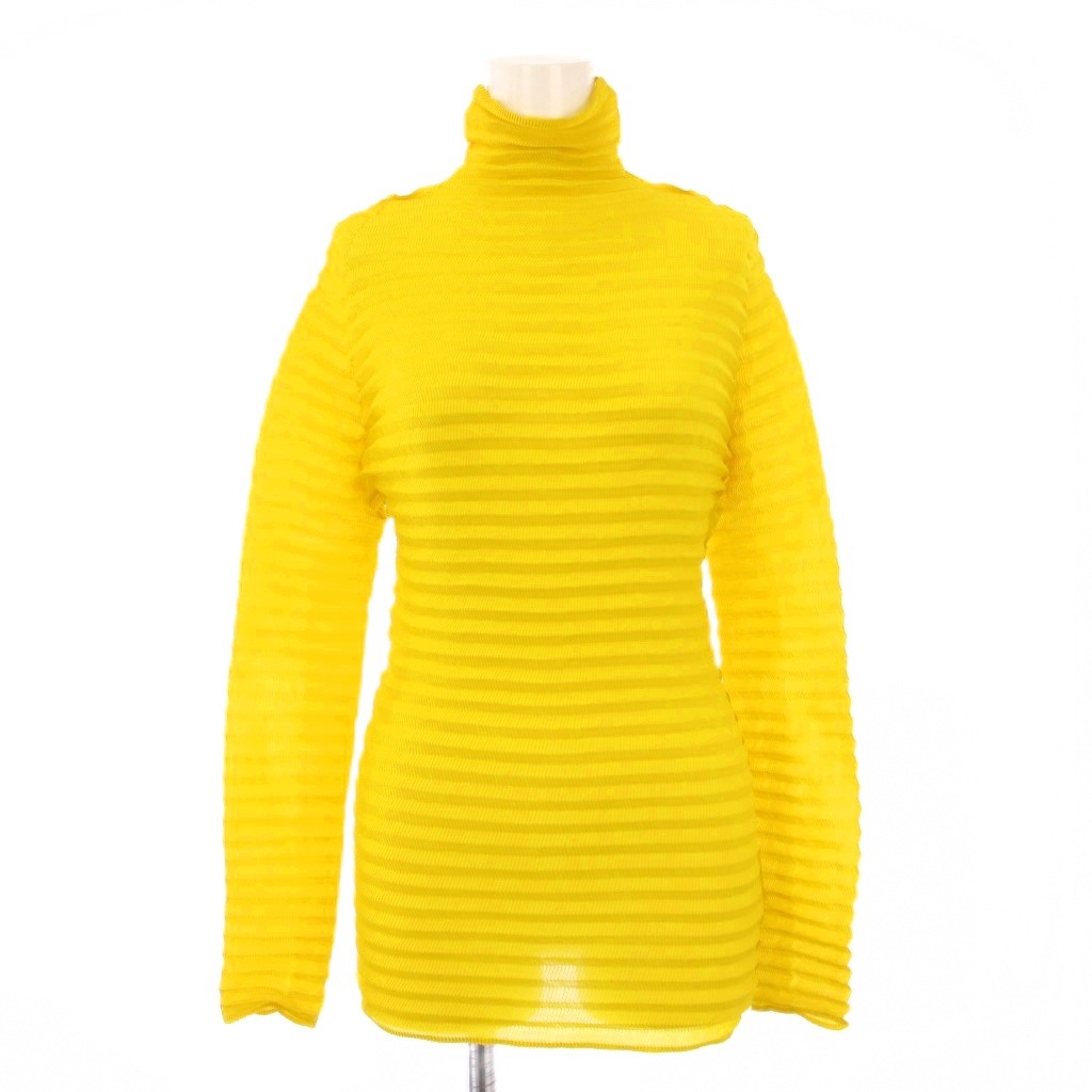 【中古】イッセイミヤケ ISSEY MIYAKE カットソー 長袖 ハイネック プリーツ ストレッチ 2 黄色 イエロー /BB レディース 【ベクトル 古着】 250905