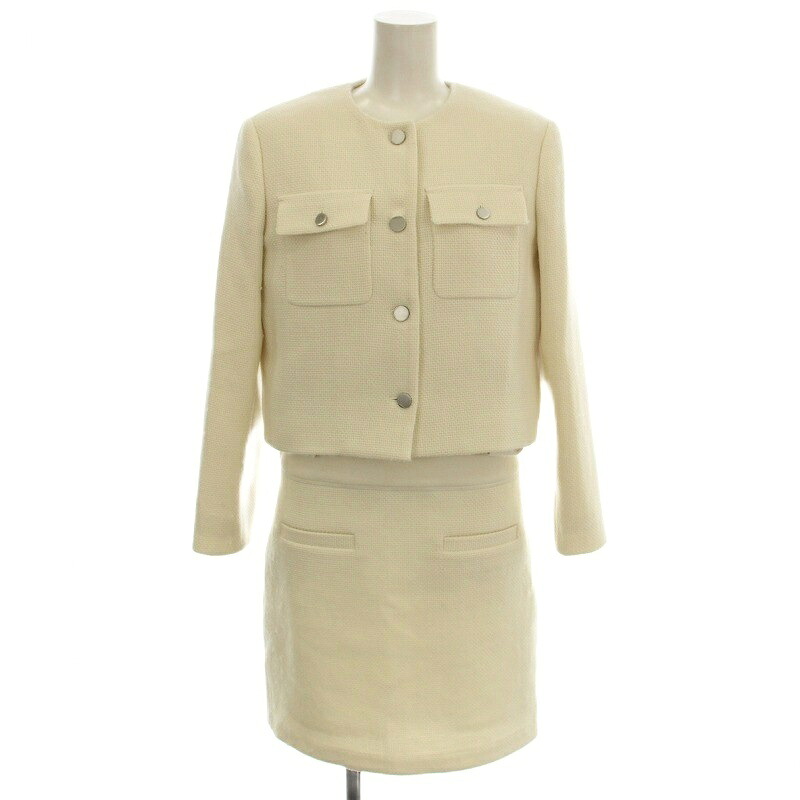 【中古】セオリー Theory ツイード スーツ セットアップ PKT CARDGN JKT 01-4304108-150-702 ワンピース ひざ丈 ジャケット 2 白 ホワイト /☆G レディース 【ベクトル 古着】 250910