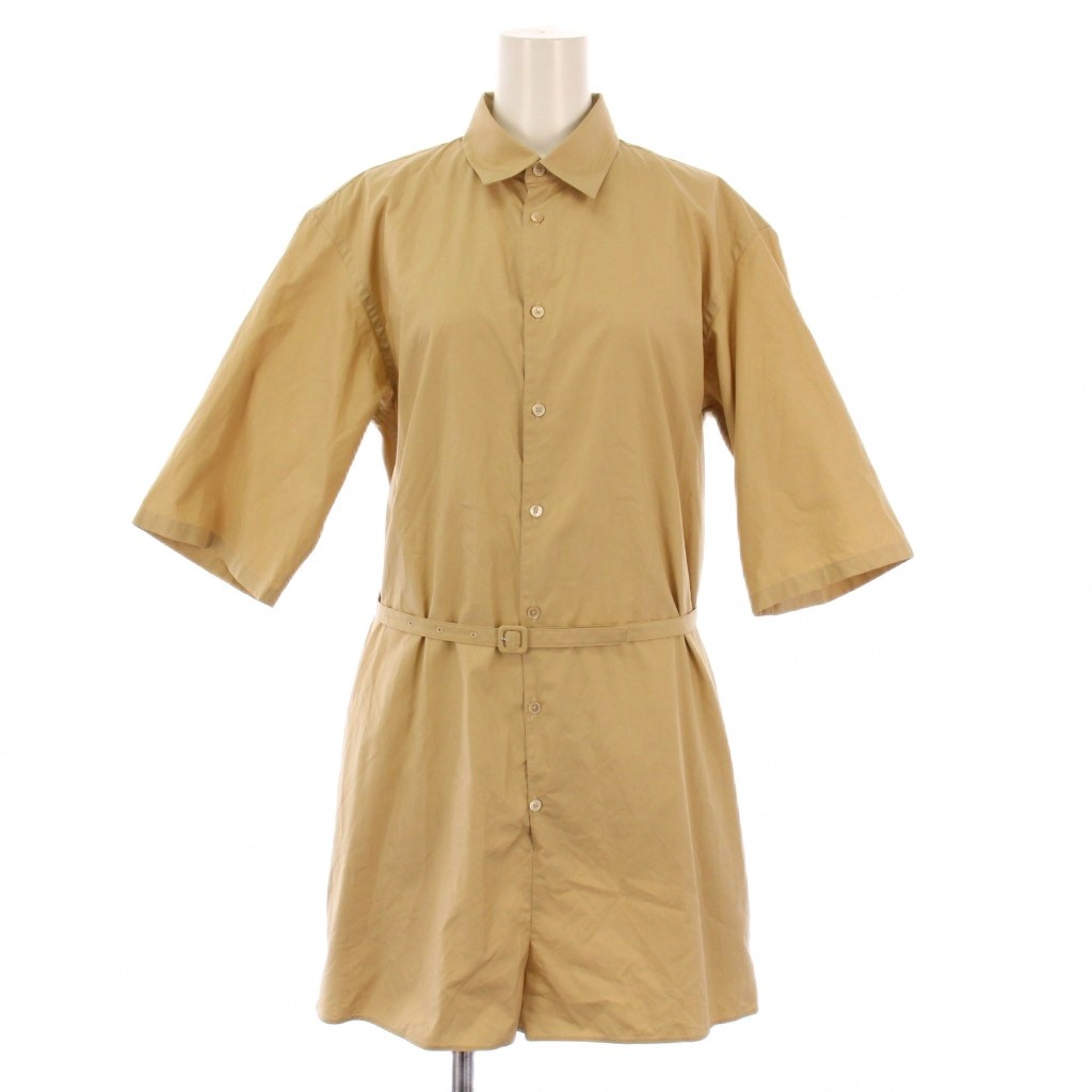 【中古】未使用品 オーラリー AURALEE 24AW HIGH COUNT FINX OX JUMP SUIT ハイカウントフィンクスOXジャンプスーツサロペット 半袖 1 ベージュ A24ST08HO /BM レディース 【ベクトル 古着】 250917