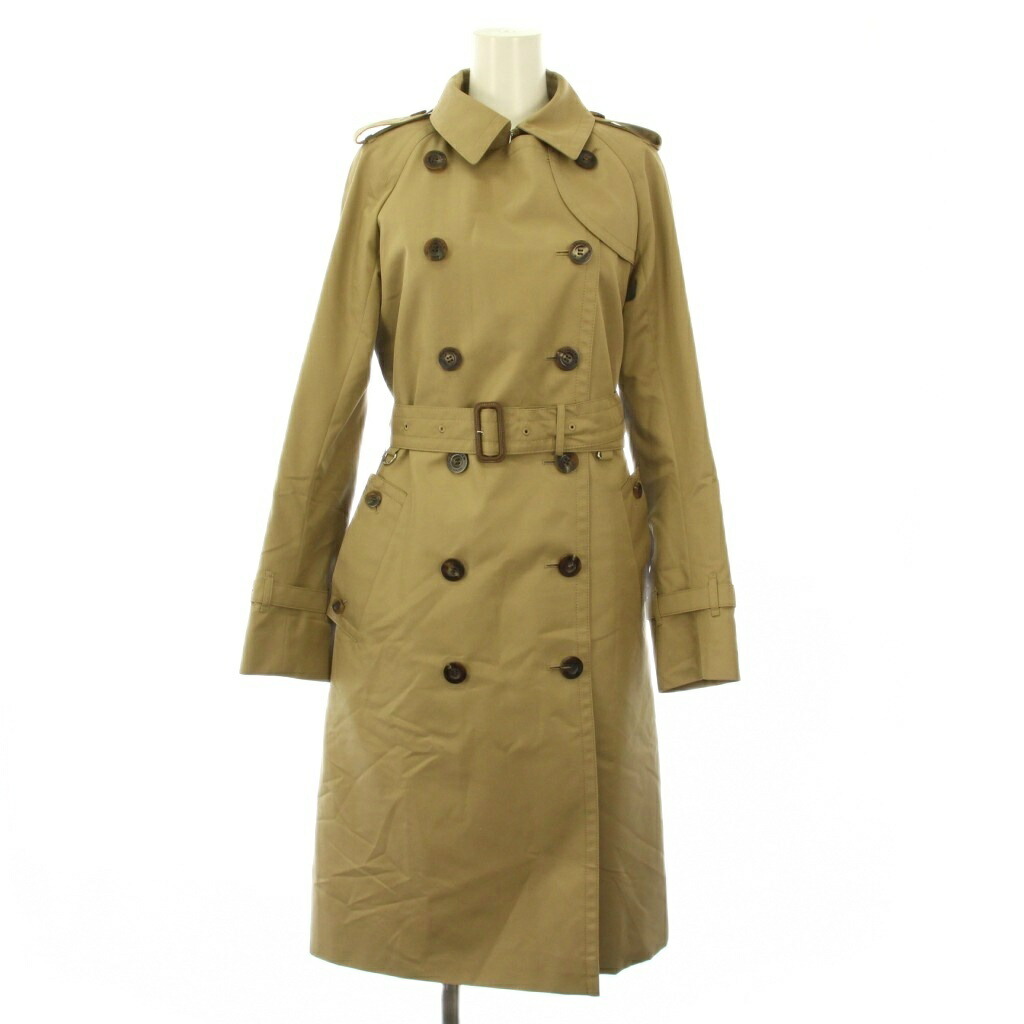 【中古】アクアスキュータム AQUASCUTUM トレンチコート アウター ロング丈 ダブル ベルト ライナー付き ウール 6 ベージュ /BB レディース 【ベクトル 古着】 250921