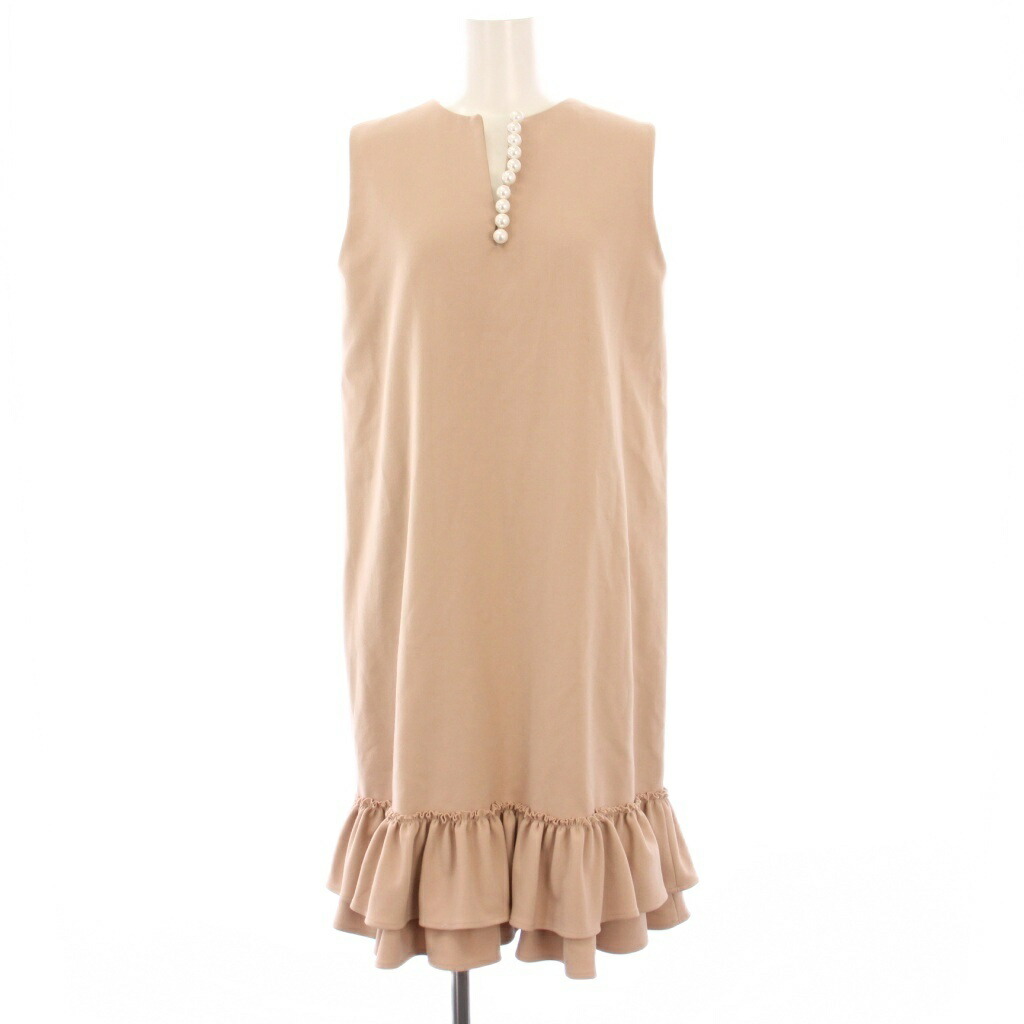 美品■ヨーコチャン　パールスリット　フリル　ドレス　ノースリーブワンピース　36 36サイズ】ロングスリーブフリルトリムパールドレス YOKO CHAN（ヨーコ