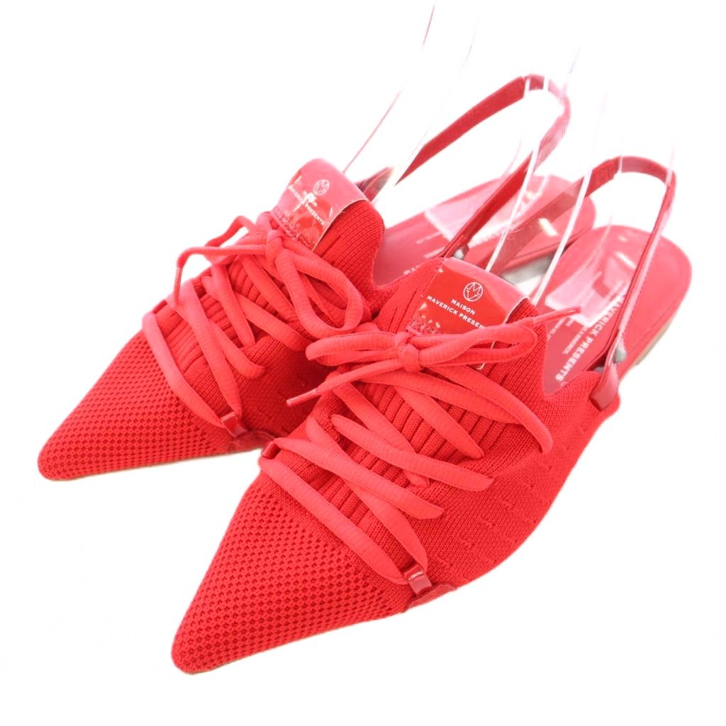 【中古】メゾンマベリックプレゼンツ MAISON MAVERICK PRESENTS ミュール フラット ストラップ ポインテッドトゥ ワンカラー L 赤 レッド /BB レディース 【ベクトル 古着】 250924