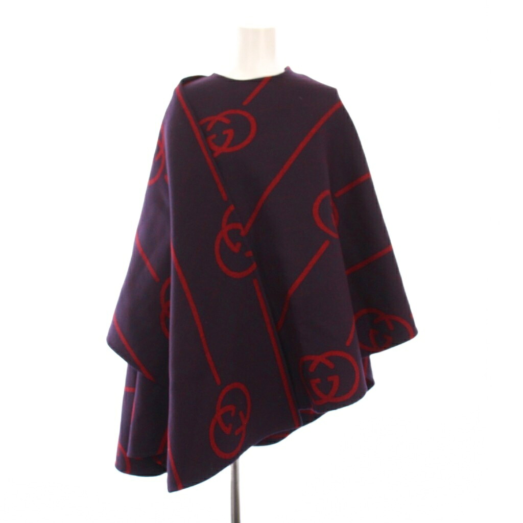 【中古】グッチ GUCCI GGウールケープ ポンチョ インターロッキングG 36 紫 569213 /KH レディース 【ベクトル 古着】 250926|ブランド古着ベクトルプレミアム店