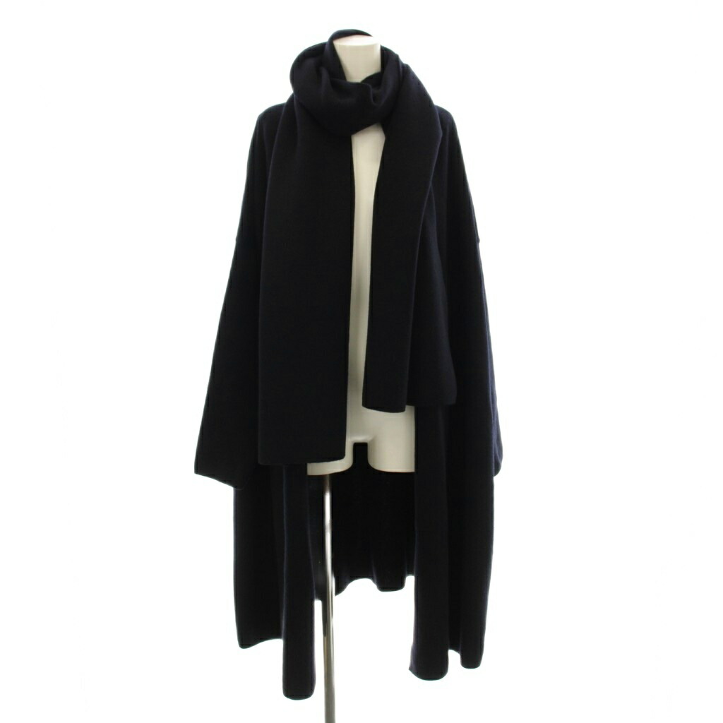 【中古】ミューズ ドゥーズィエム クラス MUSE de Deuxieme Classe 23AW SMOOTH KNIT GOWN MIDI コート ニット ガウン コーディガン 長袖 トッパー ウール マフラー付き 紺 ネイビー 23020520414030 /KU レディース 【ベクトル 古着】 251007|ブランド古着ベクトルプレミアム店
