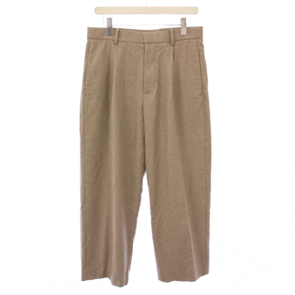 【中古】エイトン ATON MERINO COLLEGE FLANNEL WIDE PANTS メリノカレッジフランネルワイドパンツ スラックス ジップフライ タック ウール 4 ベージュ PRAGCW0900 /BB メンズ 【ベクトル 古着】 251006