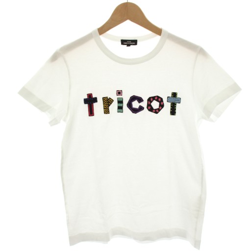 【中古】トリココムデギャルソン tricot COMME des GARCONS AD2018 Tシャツ カットソー 半袖 ロゴ刺繍 M 白 ホワイト TC-T024 /HN レディース 【ベクトル 古着】 251016