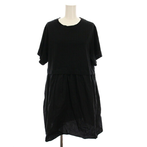 【中古】パトゥ PATOU 22SS ミニドレス チュニック ワンピース 半袖 XS 黒 ブラック 22SA2-JE043-92 /YM レディース 【ベクトル 古着】 251014｜ブランド古着ベクトルプレミアム店