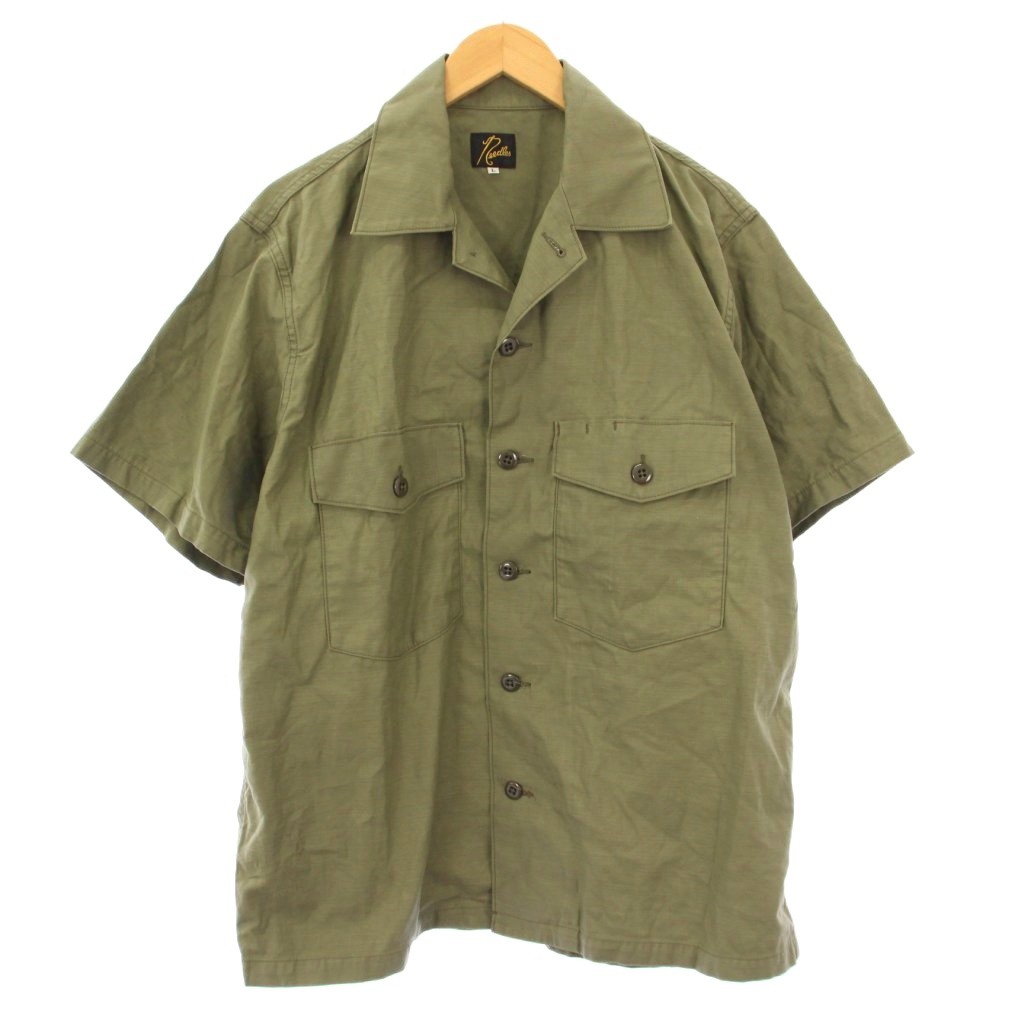 【中古】ニードルス ニードルズ Needles SS Fatigue Shirt ショートスリーブフォアティーグシャツ カジュアル 半袖 レギュラーカラー L カーキ MR232 /BB メンズ 【ベクトル 古着】 251017