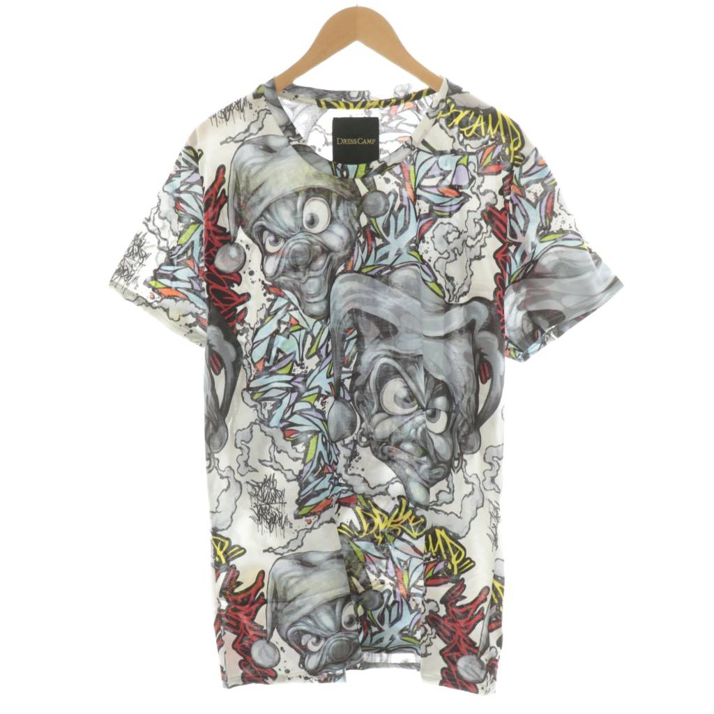 【中古】未使用品 ドレスキャンプ DRESSCAMP 15SS Tシャツ カットソー 半袖 KAZZROCK グラフィティ プリント コットン 50 マルチカラー グレー 赤 レッド 白 ホワイト 58-15S20912 /AN70 メンズ 【ベクトル 古着】 251024