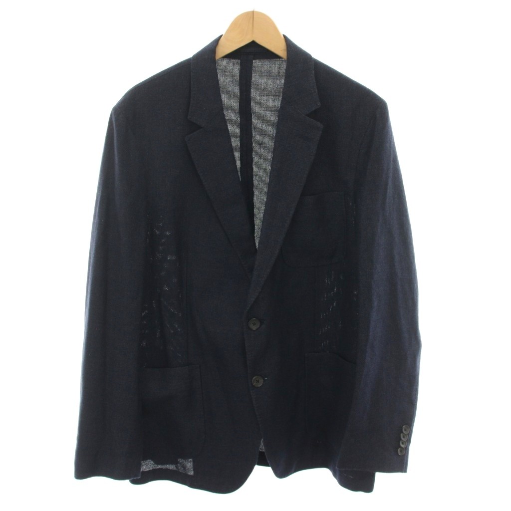 【中古】サルヴァトーレフェラガモ Salvatore Ferragamo テーラードジャケット シングル 絹 シルク混 麻 リネン混 54-7C 紺 ネイビー 143133 /YT メンズ 【ベクトル 古着】 251030