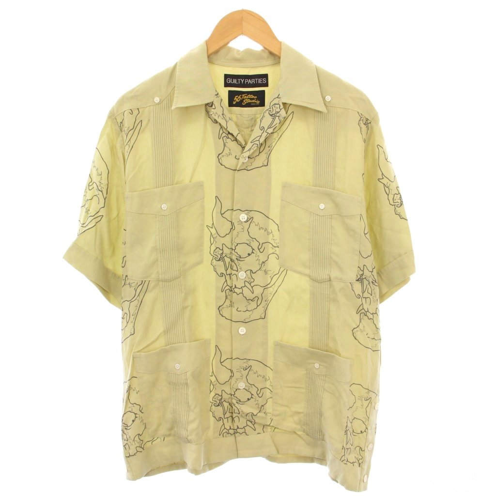 【中古】ワコマリア WACKO MARIA guilty parties カジュアルシャツ 半袖 オープンカラー 総柄 S カーキ /BB メンズ 【ベクトル 古着】 251028