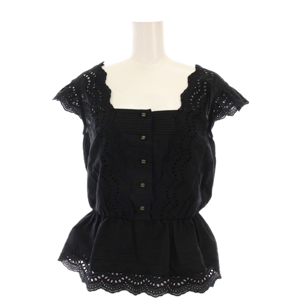 【中古】未使用品 Her lip to ハーリップトゥ Valencia Lace Top ノースリーブ ブラウス シャツ 刺繍 レース S 黒 ブラック 1222302095 /YM レディース 【ベクトル 古着】 251106