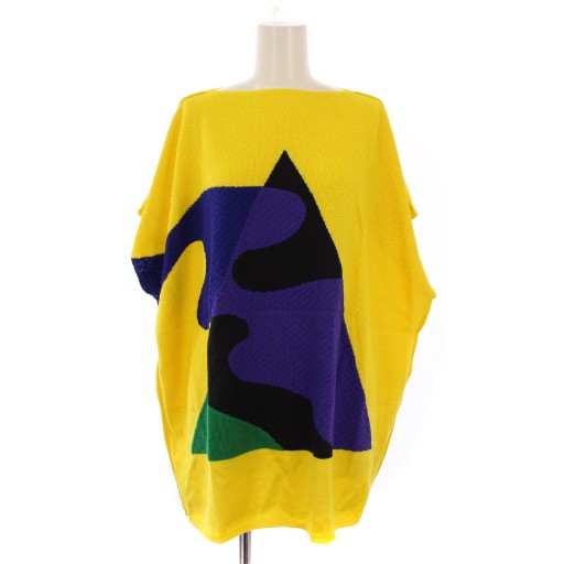 【中古】イッセイミヤケ ISSEY MIYAKE IKKO TANAKA ニット カットソー 半袖 幾何学 黄 RT31KE331 /BM レディース 【ベクトル 古着】 251105