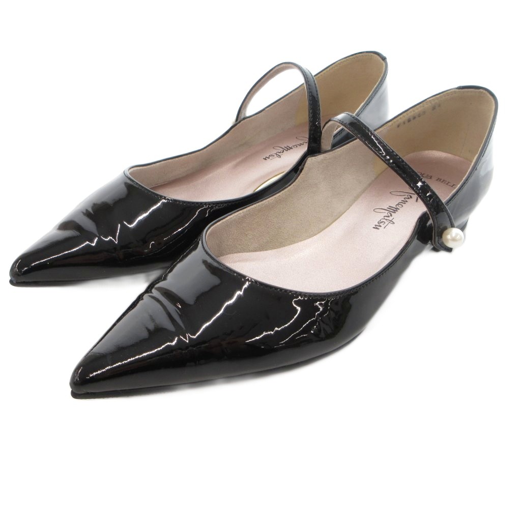【新品・未使用】銀座かねまつ　エナメルブラックパンプス 23cm pr14090142-1.jpg