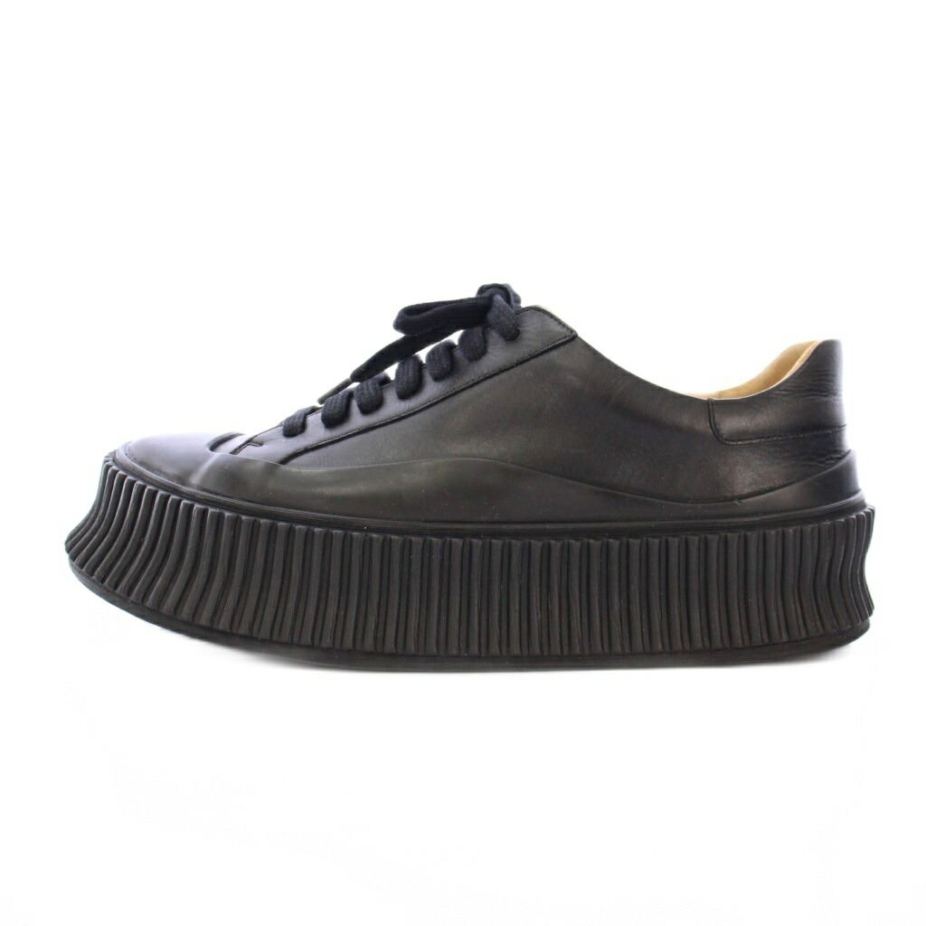 【中古】ジルサンダー JIL SANDER ローカットスニーカー シューズ プラットフォーム 厚底 レザー ワンカラー 37 黒 ブラック /BB レディース 【ベクトル 古着】 251114