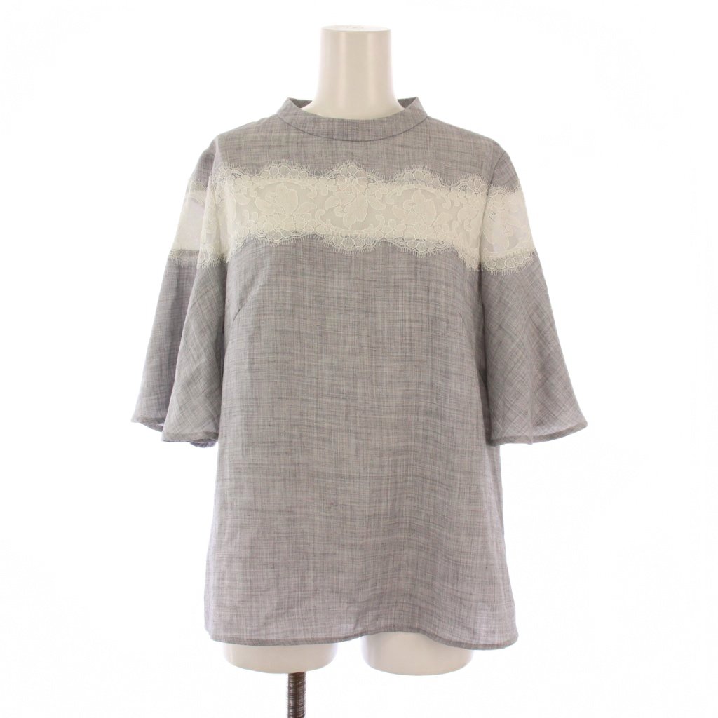 【中古】ルネ Rene シャツ ブラウス 半袖 花柄 レース ウール 34 グレー 6131080 /BM レディース 【ベクトル 古着】 251113