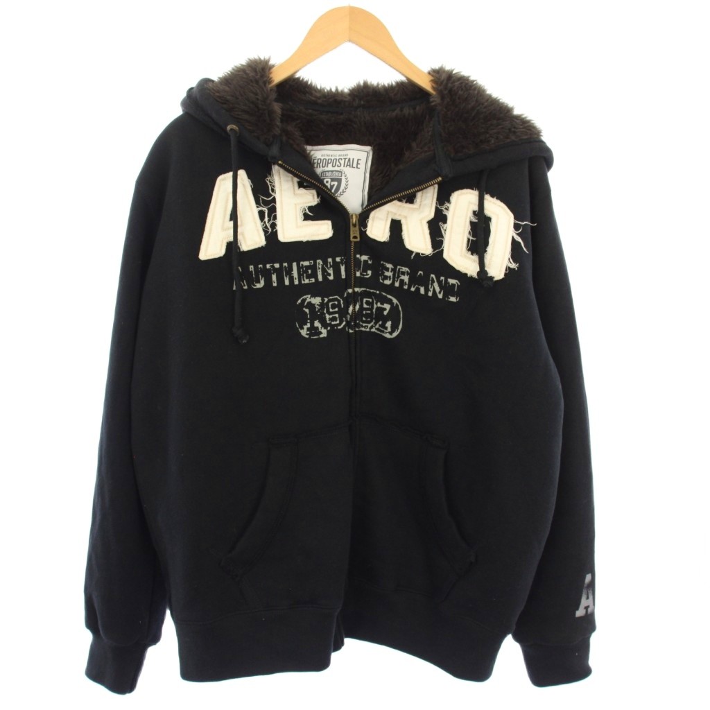 【中古】エアロポステール AEROPOSTALE ジップアップパーカー 裏ボア 長袖 M 黒 /TK メンズ 【ベクトル 古着】 251128