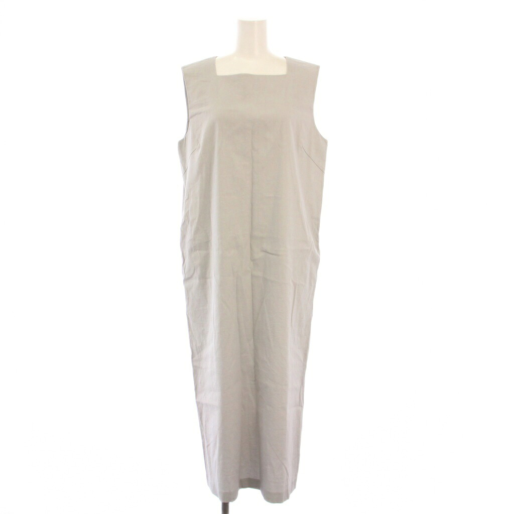 【中古】セオリーリュクス theory luxe 24SS CRISP LINEN GARDA クリスプリネンガルダ タイトワンピース ミモレ ロング ノースリーブ スクエアネック ストレッチ ワンカラー 無地 38 グレー /BB レディース 【ベクトル 古着】 251128