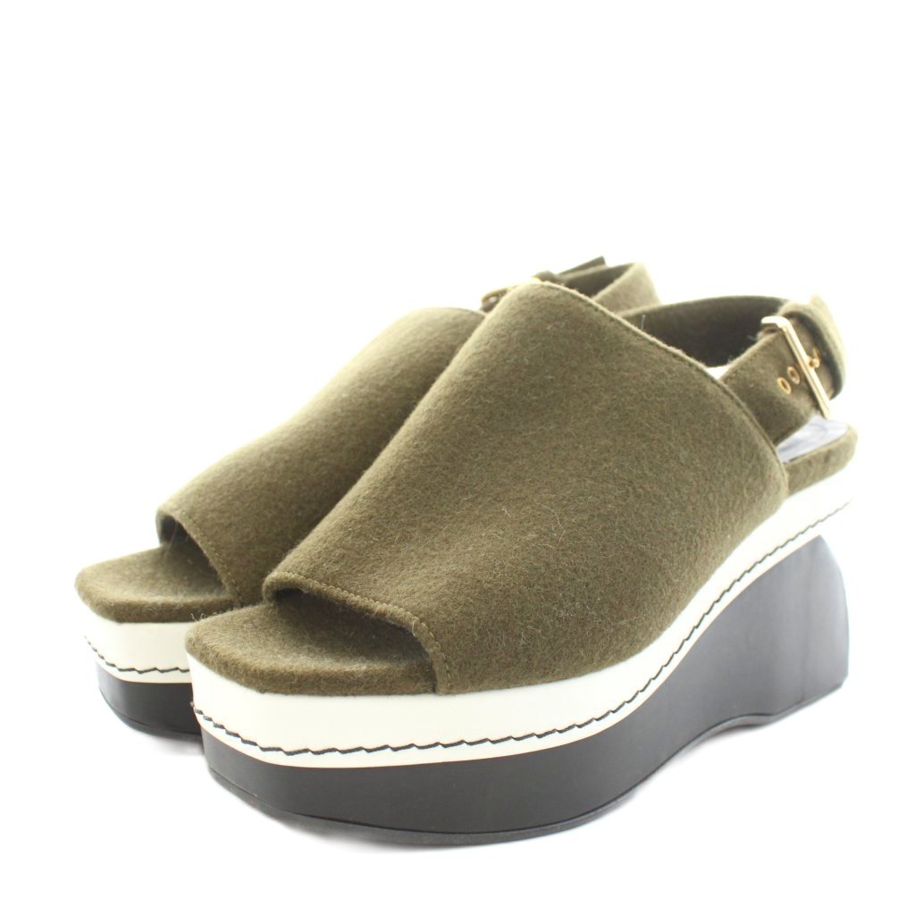 【中古】マルニ MARNI サンダル ウェッジソール 厚底 ウール 36 カーキ ZPMST13G09 /AN43 レディース 【ベクトル 古着】 251211