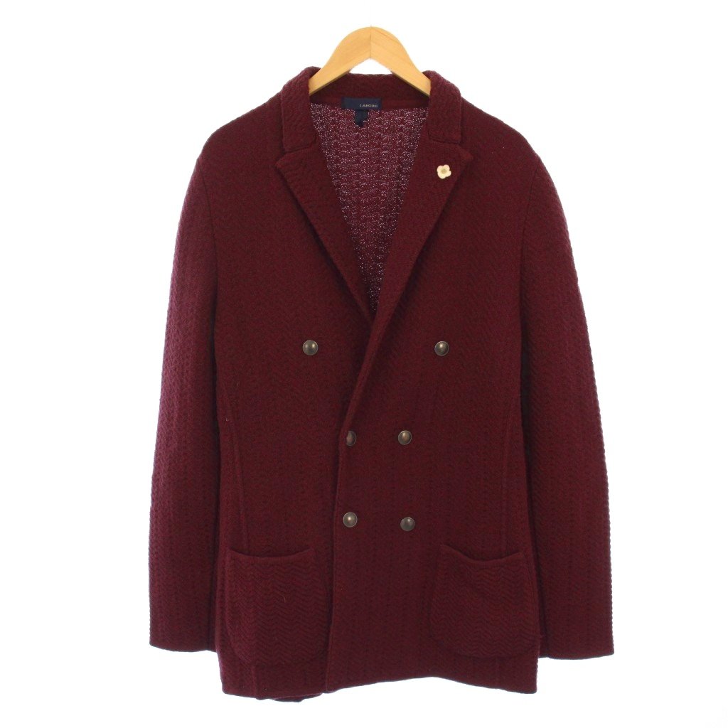 【中古】ラルディーニ LARDINI ブートニエール ダブル ニットジャケット テーラードジャケット L ボルドー ILLJM57X /KH メンズ 【ベクトル 古着】 251207