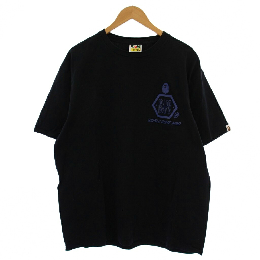【中古】アベイシングエイプ A BATHING APE Tシャツ カットソー 半袖 クルーネック プリント 2XL 黒 /BM メンズ 【ベクトル 古着】 251216