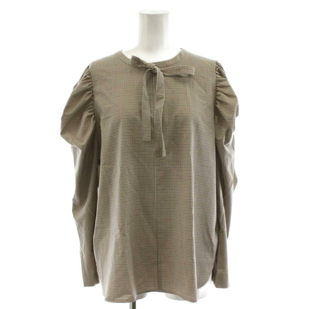 【中古】ヨリ yori タックショルダーハンサムブラウス シャツ 長袖 チェック柄 38 茶 ブラウン YR21-24135AW /AN47 レディース 【ベクトル 古着】 251209