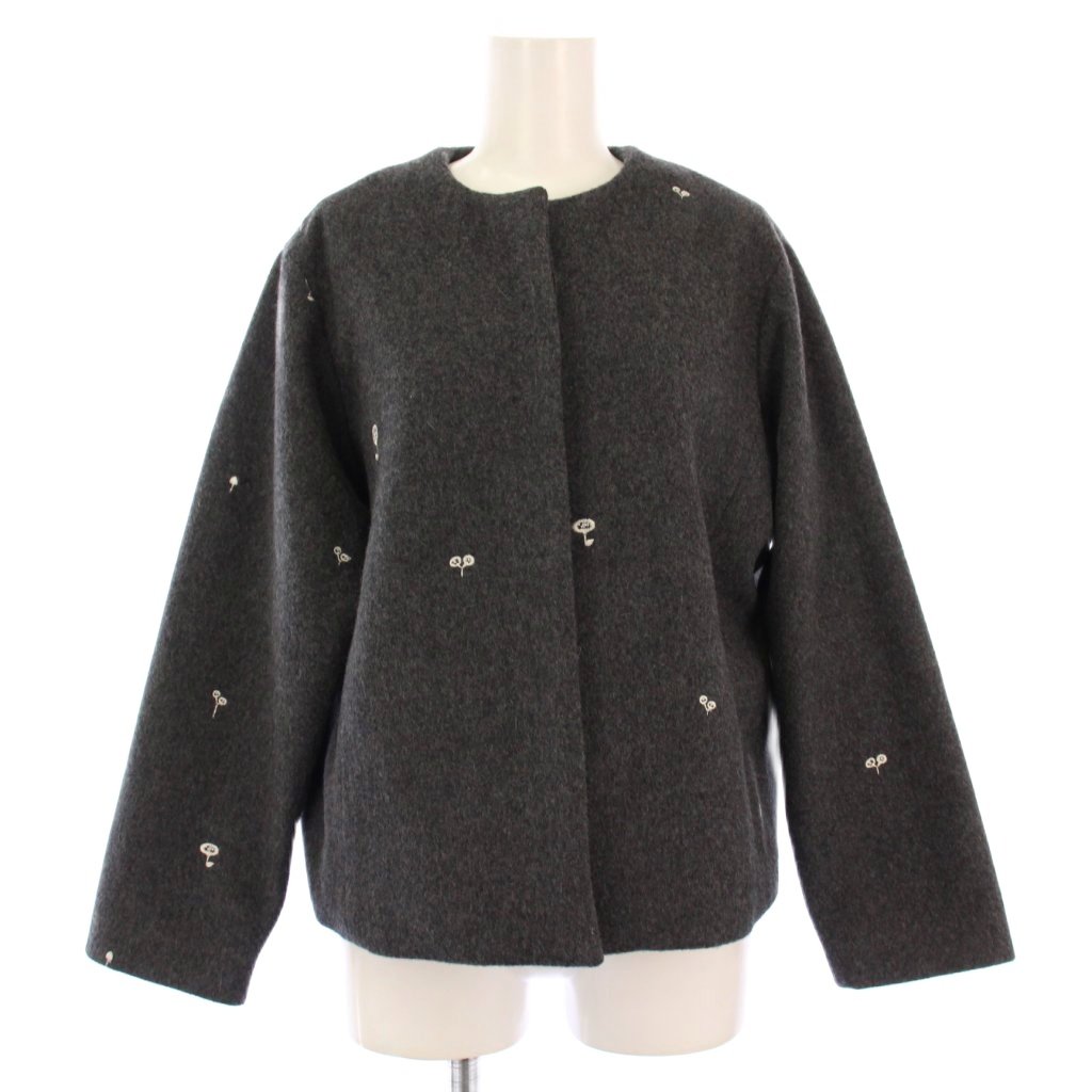 【中古】atelier naruse アトリエナルセ 否色つや厚地の外套 遊撃手丈 花刺しゅう アウター  F 薄墨色 /KH レディース 【ベクター 古着】 251217