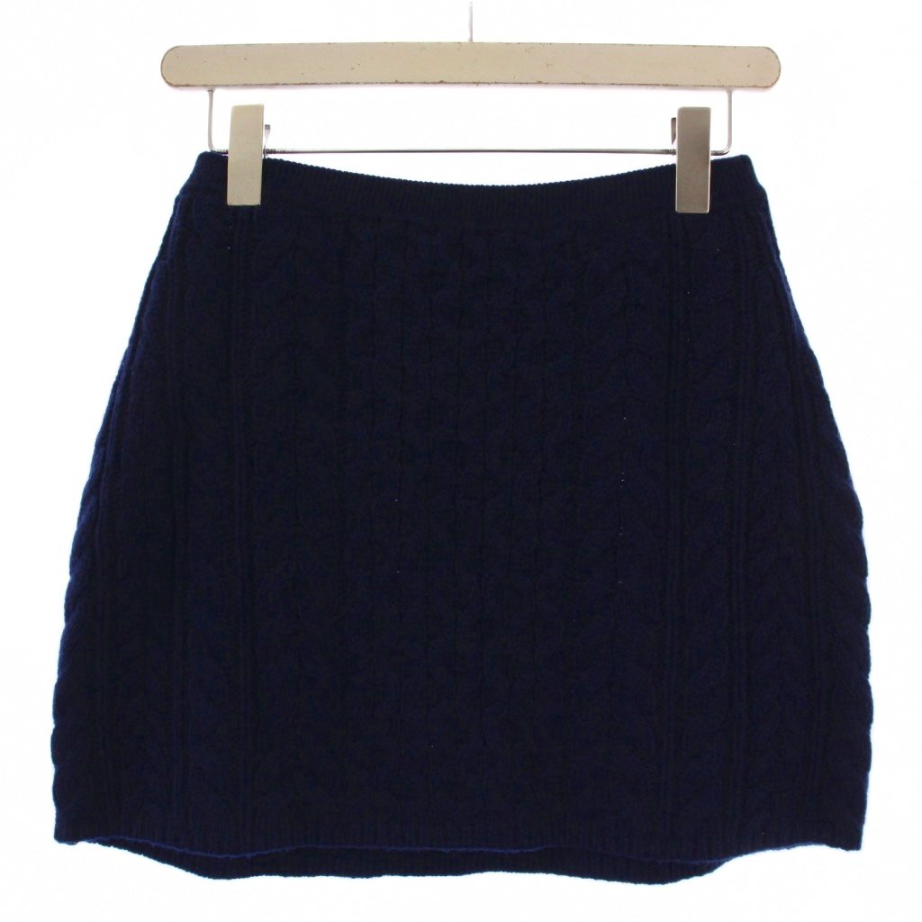 【中古】未使用品 セオリー Theory 24AW Felted Wool Cash Cable Mini F 台形スカート ミニ丈 ケーブルニット ウール カシミヤ S 紺 01-4307720 /BM レディース 【ベクトル 古着】 251217