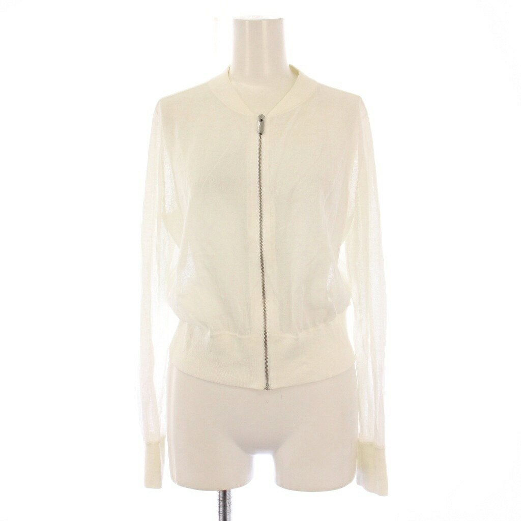 【中古】セオリー Theory 24SS Airy Cotton Sheer Bombe ニットカーディガン ジップアップ シアー シースルー ショート丈 ワンカラー S 白 ホワイト 01-4203703 /BB レディース 【ベクトル 古着】 251217