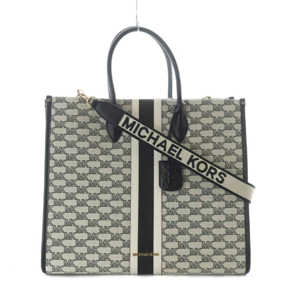 【中古】マイケルコース MICHAEL KORS MIRELLA ミレラ NSトートバッグ 2way ショルダー ライトグレー 黒 ブラック 白 ホワイト 35T2G7ZT3 /RI ■OS レディース 【ベクトル 古着】 260105